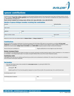 Fillable Online Avsuper Spouse Contributions Form Fax Email Print