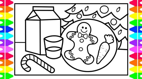 Christmas Coloring How To Draw And Color Cookies And Milk For Santa