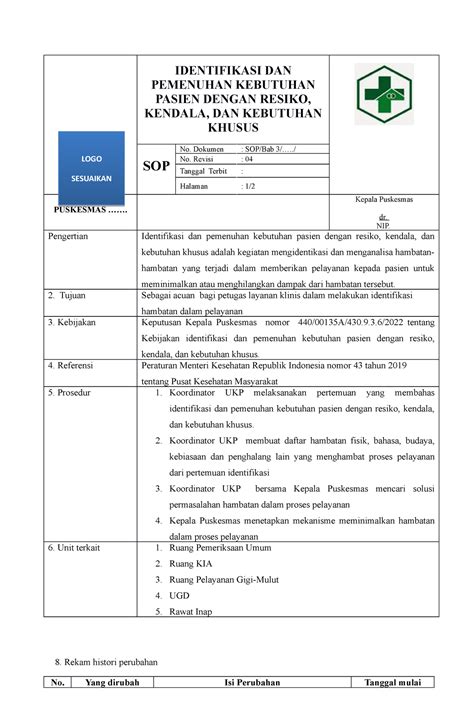 3 1 1 A SOP Identifikasi Identifikasi Dan Pemenuhan Kebutuhan