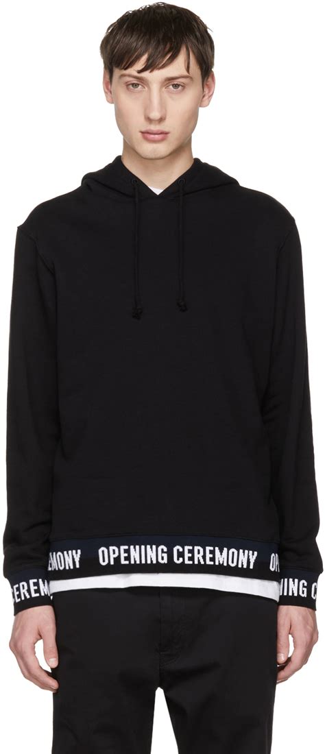 Opening Ceremony Black Elastic Logo Hoodie Ssense