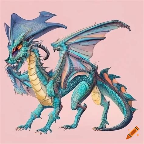 Side View Of A Detailed Dragon Illustration