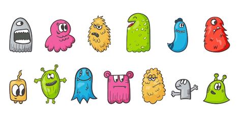 Premium Vector | Set of vector cartoon funny monsters