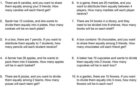 Mastering Basic Division Facts: Word Problems Worksheet | Free Printables for Kids