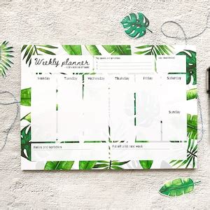 Leafy A4 Weekly Desk Pad Weekly Planner Notepad Tear Off Etsy UK