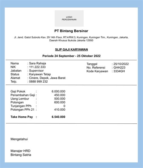 Contoh Format Slip Gaji Sederhana Untuk Anda