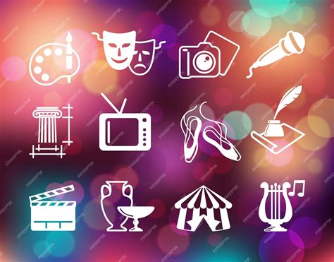 Premium Vector | Symbols of culture arts and entertainment on the ...