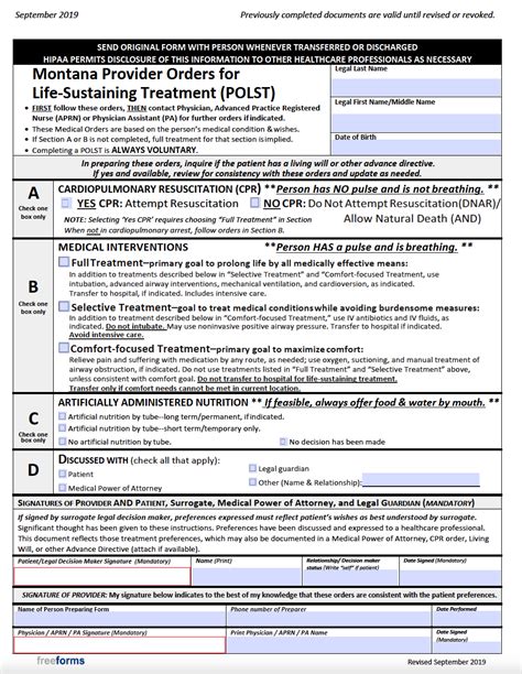 Free Montana Advance Directive Form Medical Poa Living Will Pdf