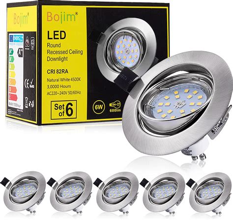 Bojim 6x Spot Led Encastrable Orientable Gu10 Lampe De Plafond Blanc Du Jour Plafonnier