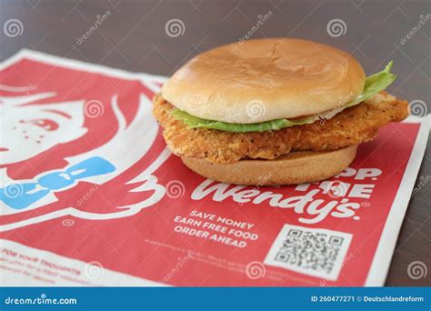 Isolated Crispy Chicken Sandwich At A Wendy S Restaurant Editorial