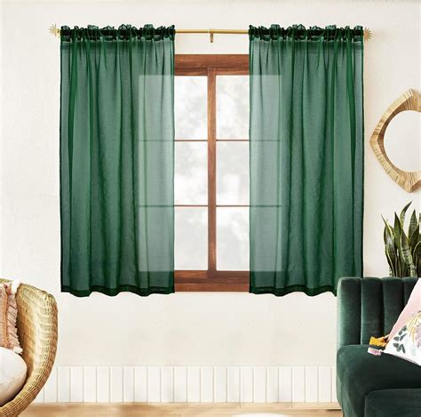 Amazon Xtmyi Green Sheer Kitchen Curtains Inch Length Panels