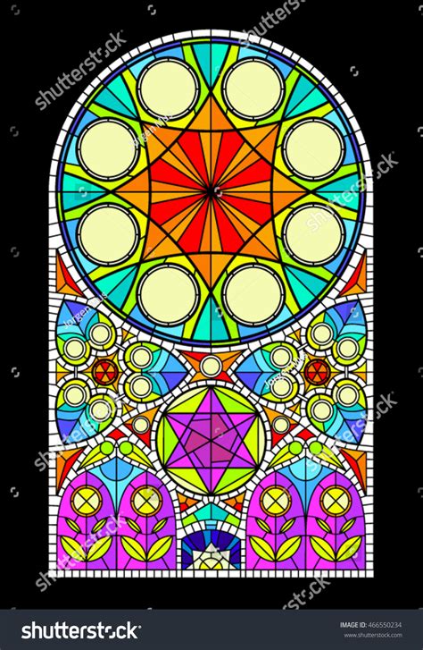 Monumental Stained Glass Window Pattern Bright Stock Vector Royalty Free 466550234 Shutterstock