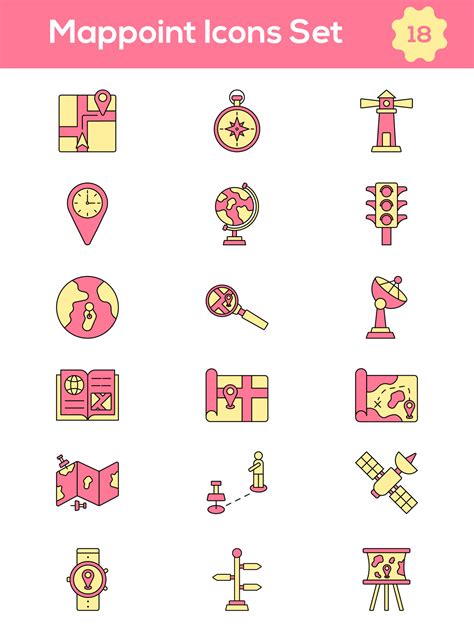 Mappoint Icon Set In Pink And Yellow Color 24481870 Vector Art At Vecteezy