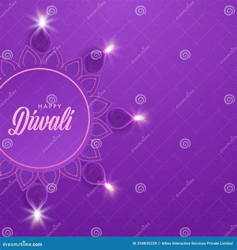 Happy Diwali Lettering Over Mandala Frame With Top View Of Illuminated