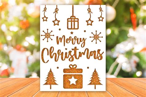 Merry Christmas Card Papercut Template Svg Artbubbles