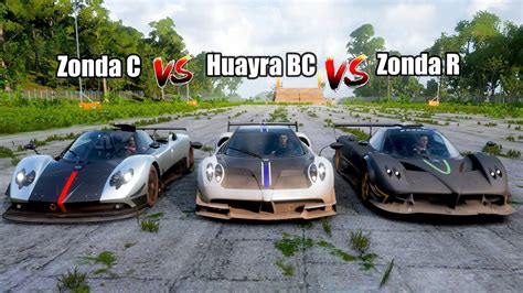 Forza Horizon Drag Battle Of Pagani Cars Huayra Bc Vs Zonda R Vs