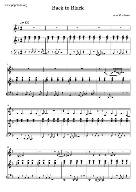 Amy Winehouse Back To Black Sheet Music Pdf Free Score Download ★