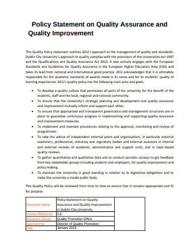 9 Quality Assurance Statement Templates In Pdf