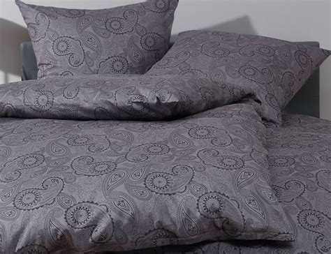 Mako Satin Damast Paisley Bettwäsche 200x220 Davos schwarz online kaufen