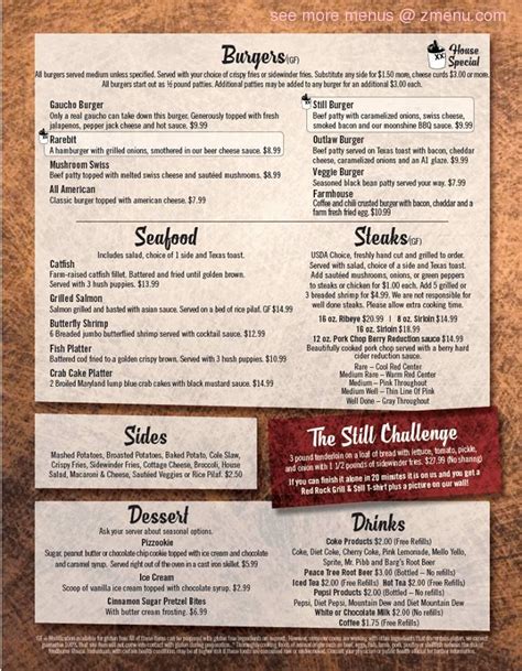 Online Menu Of Red Rock Grill And Still Restaurant Knoxville Iowa