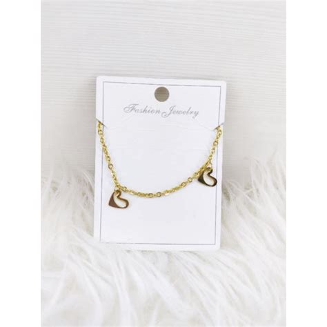 Jual Gelang Rantai Kaki Wanita Model Love Gepeng Gold Bahan Titanium