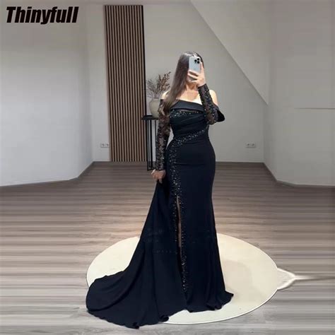 Thinyfull Mermaid Evening Party Dresses Off Shoulder Appliques Long