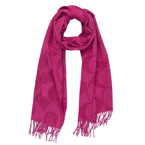 Coach Pink Cotton Wool Silk Logo Jacquard Scarf - My Luxury Bargain ...