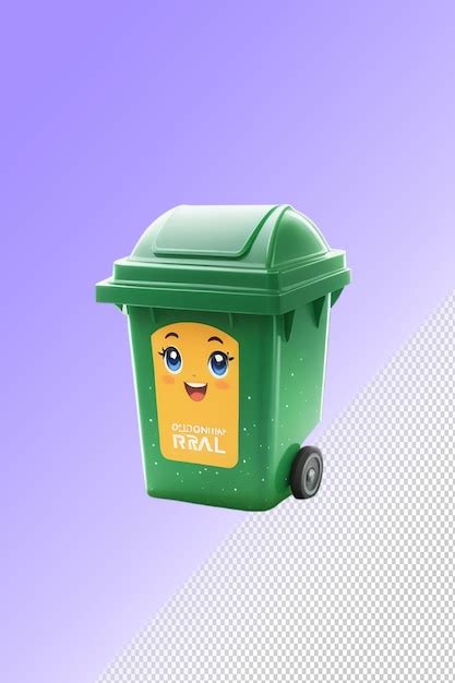 Premium PSD A Green Trash Can With A Cartoon Character On It