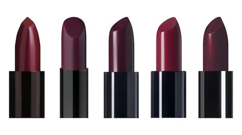 Premium Vector Plum Lipsticks Set With Lid In Black Makeup Realistic