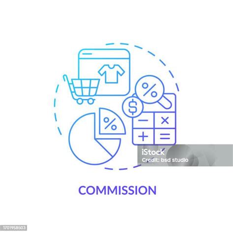 2d Gradient Thin Linear Icon Commission Concept Stock Illustration Download Image Now