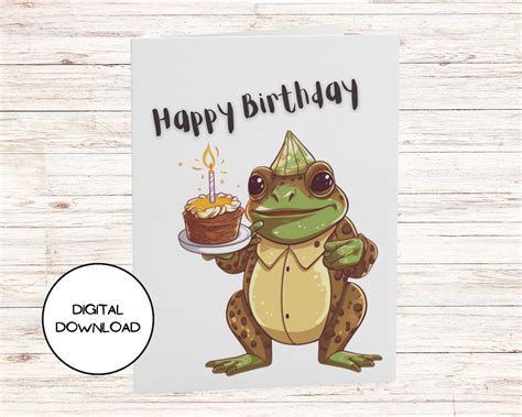 Printable Funny Frog Birthday Card L Digital Fun Postcard High Quality ...