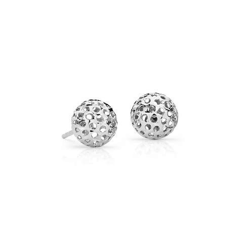 Carved Ball Stud Earrings In 14k White Gold 8mm Blue Nile