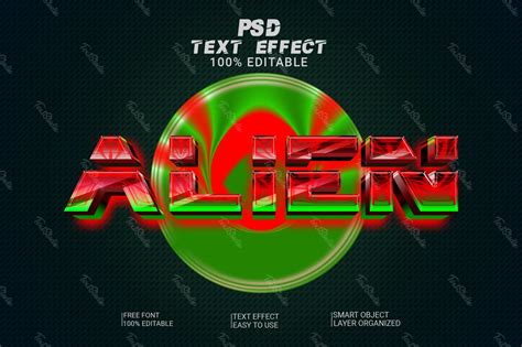 Alien Asian 3d Font Style Effect Fichier Psd Photoshop Premium