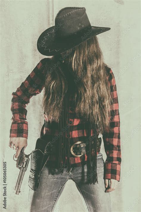 Cowgirl Gunslinger Holding Gun Old West Cowgirl Gunslinger Standing