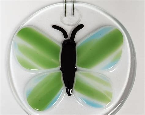 Stained Glass Whispy White Butterfly Suncatcher 3 For Window Hanging Or Ornament Personalize