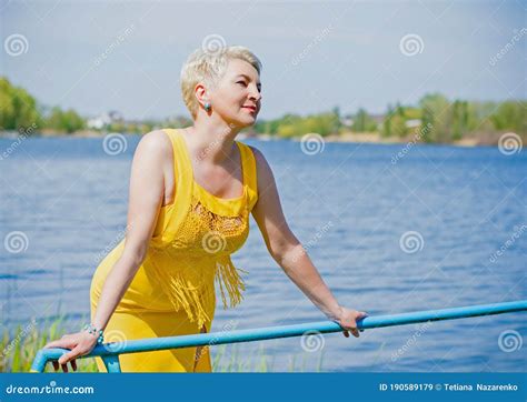 Mature Woman At Countryside Romantic Style Lady Portrait Stock Image Image Of Happy