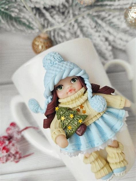 Декор кружки полимерной глиной, cup with girl polymer clay, кружка ...