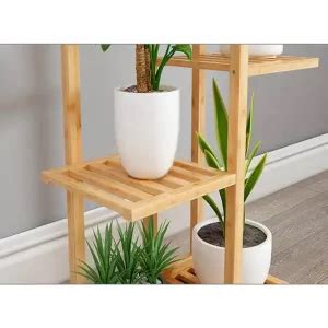 Tier Bamboo Shelf Corner Plant Stand Woodenheart