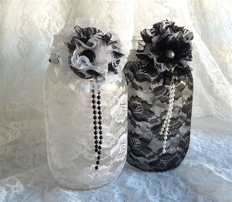 Black And White Lace Covered Mason Jar Vases You Could Use Tool In