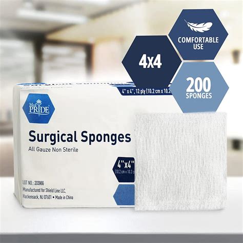 Medpride 4x4 Gauze Surgical Sponges 200 Pack 12 Ply Non Sterile