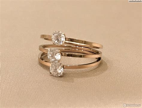 Кольцо Aliexpress Lokaer Women Rose Gold Color Engagement 3 Layers CZ