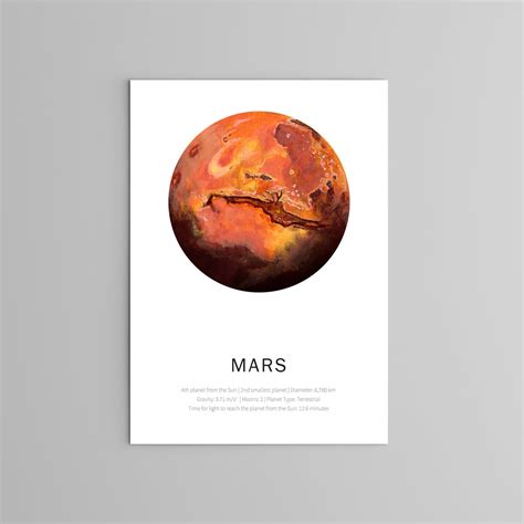 Mars Poster - Planet Poster - PDF - DIGITAL - Mars facts - Art - Solar System - Planets ...