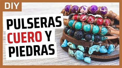 Como Hacer PULSERAS De CUERO Y PIEDRAS NATURALES YouTube