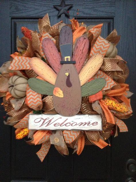 Thanksgiving Turkey Mesh Wreath By Glitzy Wreaths Thanksgiving