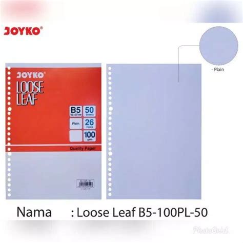 Jual Loose Leaf Kertas Binder Joyko B5 50 Lembar 50 Sheets Shopee