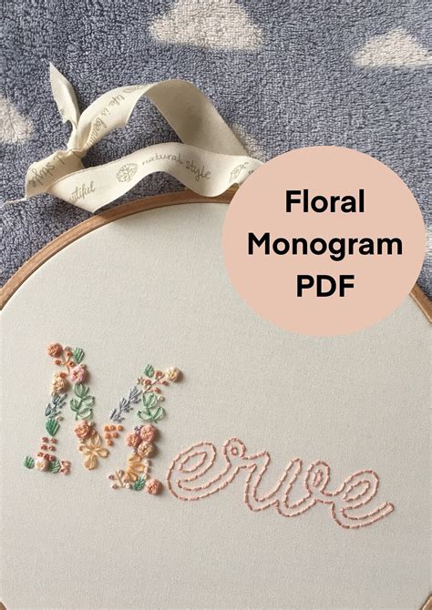 Floral Monogram Embroidery Pattern Floral Alphabet Embroidery Pattern