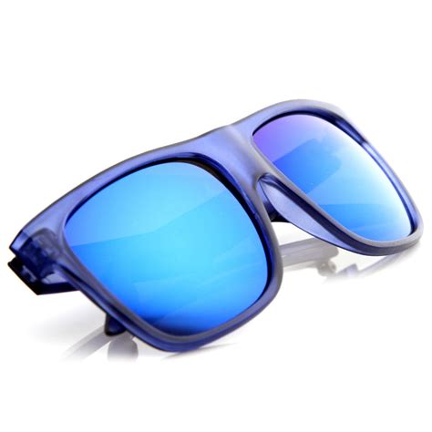 Frosted Retro Flat Top Candy Color Mirrored Lens Sunglasses 8610 Zerouv