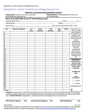 Fillable Online Appendix B Sample Timesheet And Mileage Request