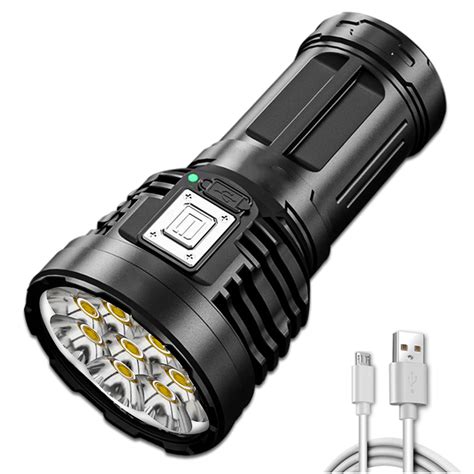 Super Bright Flashlight Ultra Powerful Led Torch Light Rechargeable Cob ...