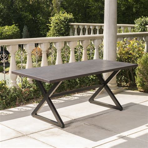 Outdoor Aluminum Dining Table With Black Steel Frame Nh584203 Noble