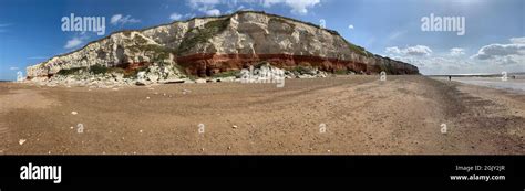 Hunstanton Cliffs Norfolk Uk Showing Geology Rock Formations And Red